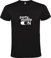 Zwart T-Shirt met “ Party Mode On “ afbeelding Wit Size XS