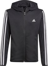 adidas 3 Stripes Full Zip Hoodie Boys - Pulls de sports -shirts - Noir/Blanc - Taille 152