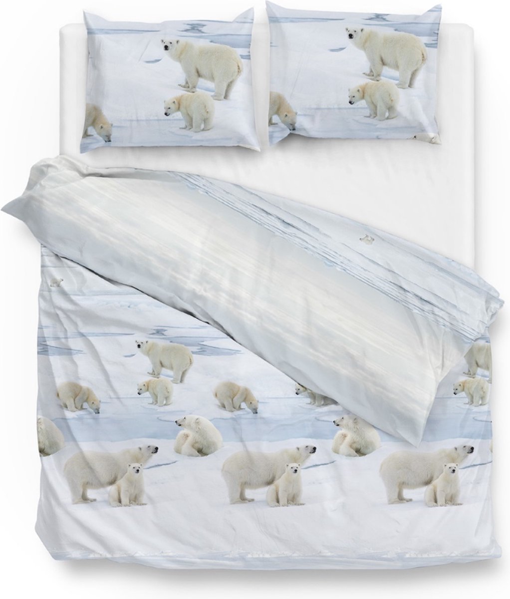 Warme flanel dekbedovertrek Icebears - lits-jumeaux (240x200/220) - hoogwaardig en zacht - ideaal tegen de kou