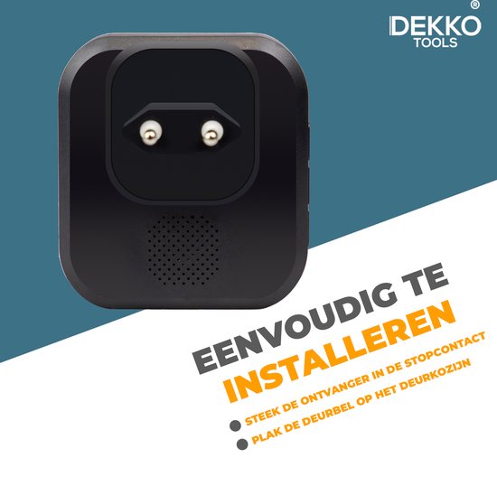 Dekko Tools Deurbel Draadloos 150m - Plug & Play - 2 Ontvangers - 58 soorten geluiden - Waterdicht — afbeelding 2