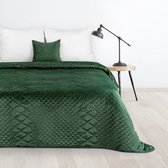 Oneiro’s luxe LUIZ Beddensprei Donkergroen - 220x240 cm – bedsprei 2 persoons - donkergroen – beddengoed – slaapkamer – spreien – dekens – wonen – slapen