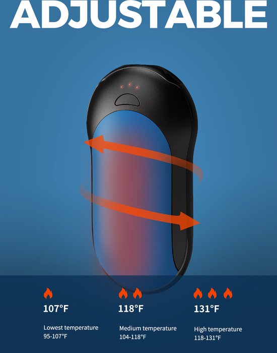 Elektrische handwarmers, set van 2, 6000 mAh accu, elektrische handwarmers, herbruikbaar, oplaadbaar, zakwarmer, ideaal voor outdoorsport, jacht, golf, camping, warm cadeau voor vrouwen, mannen Elektrische handwarmers, set van 2, 6000 mAh accu, elektrische handwarmers, herbruikbaar, oplaadbaar, zakwarmer, ideaal voor outdoorsport, jacht, golf, camping, warm cadeau voor vrouwen, mannen