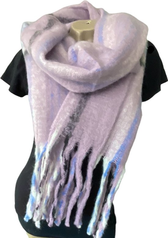 Lange Warme Sjaal - Dikke Kwaliteit - Lila - Blauw - 215 x 38 cm (225)
