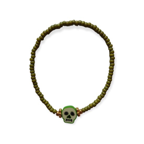 Armband - Halloween - Doodshoofd - Groen - Miyuki kralen