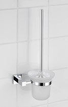 Wenko San Remo Power-Loc 17976100 Porte-brosse WC, fixe sans perçage, verre, chrome, 17 x 38 x 12 cm