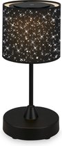 BRILONER - LOLE - Lampe de table LED Battery - Dimmable - Star Design - Lampe de table LED Fabric - Sans fil - Fonction tactile - 3.300K - Blanc chaud - Noir - 300x125 mm (HxD)