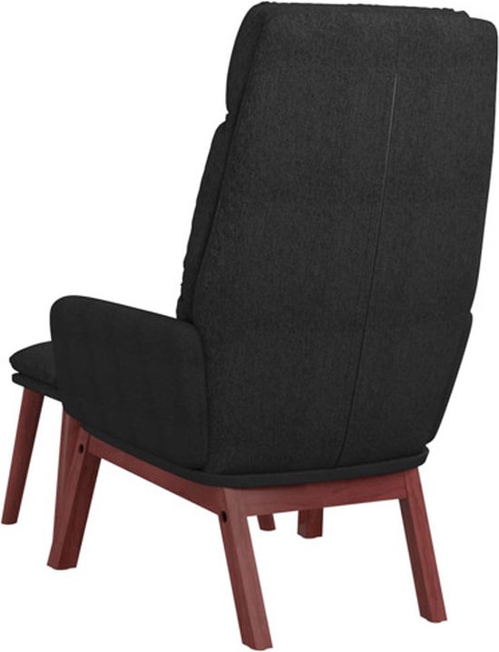 vidaXL Relaxstoel met voetenbank stof zwart - vidaXL