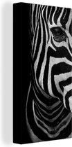 Canvas - Dieren - Zebra - Zwart - Wit - Schilderijen op canvas - Canvas doek - 40x80 cm - Muurdecoratie - Woonkamer