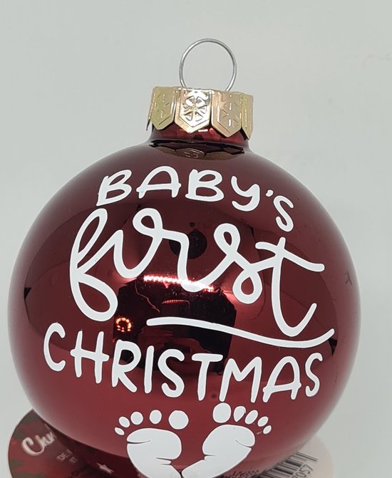 Boule de Noël avec texte Premier Noël de bébé avec pieds Rouge