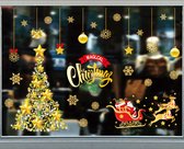 Raamstickers Kerst Slee Goud - 35 stuks - Herbruikbaar - Sneeuwvlokken - Kerstmis - Decoratie - Raamdecoratie - Kerstversiering - Raamversiering - Rendieren - Kerstslee - Merry Christmas
