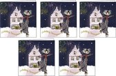 Nieuwjaarskaart - Zeeuwse nieuwjaarskaart - Zeeuws meisje - schaats - new year - 5stuk - feestdagenkaarten
