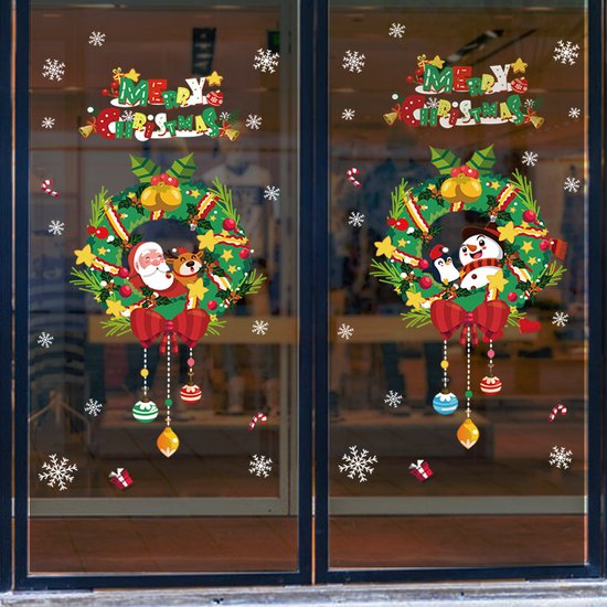 Raamstickers Kerst 47 stuks 2 Vellen Herbruikbaar Sneeuwvlokken Kerstmis