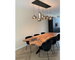 Mbc-Light - Hanglamp 7 lichts Smoke MIXED Bulbs - smoke glas - Bulbs - 120 x 40cm - zwart ophangplaat