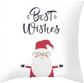 Without Lemon - Kerst Kussenhoes - Wit Kerstman "Best Wishes" - Kerst kussen - Kerstdagen - Feestdagen - Kerst - Decoratie - Woondecoratie - Kussenslopen - December - Cadeau