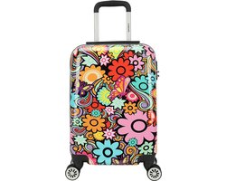 Decent Forenza Handbagage koffer lichtgewicht - Reiskoffer trolley – Koffer met print - Reis rolkoffer met wieltjes - Reistrolley op wielen - Luggage suitcase - 55x35x25 cm - Bagage 55 cm - FLOWERS