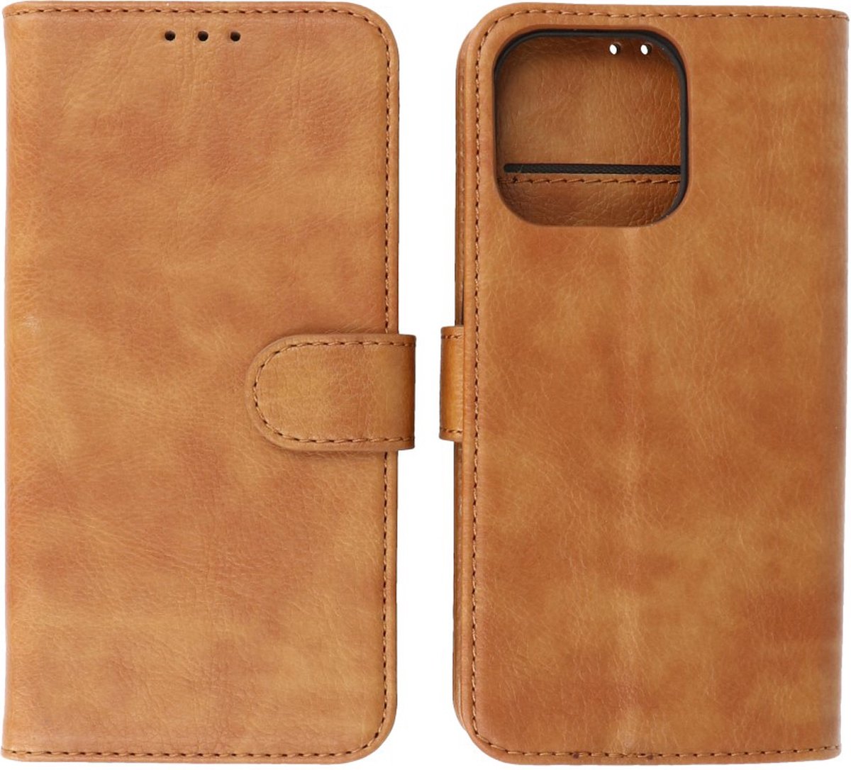 iPhone 14 Pro Max Hoesje Book Case Telefoonhoesje Bruin