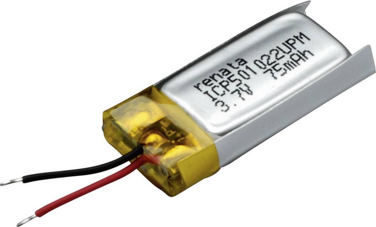 Renata ICP501022UPM Speciale oplaadbare batterij Prismatisch Kabel LiPo 3.7 V 75 mAh