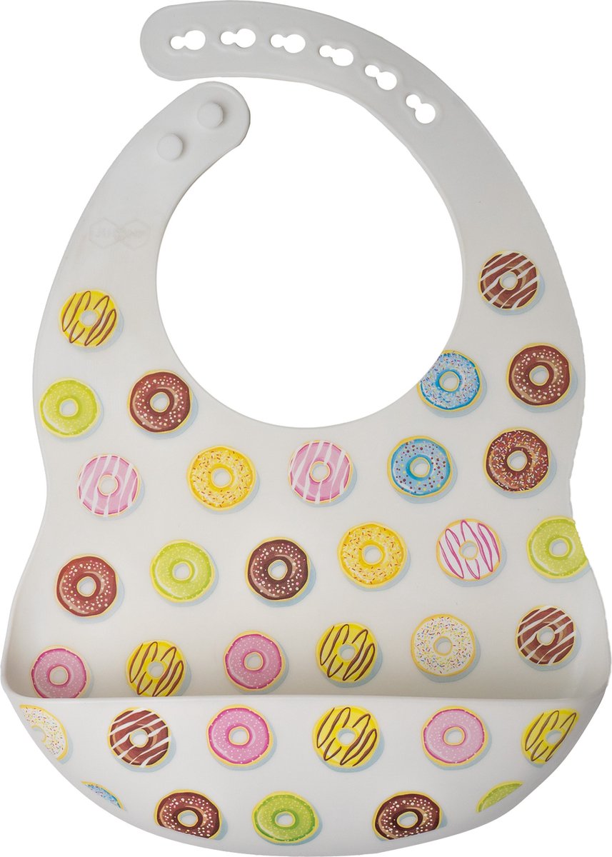 Goedkoopste JU&MP Siliconen Slabbetje - Baby - met Opvangbakje - Donut - Wit
