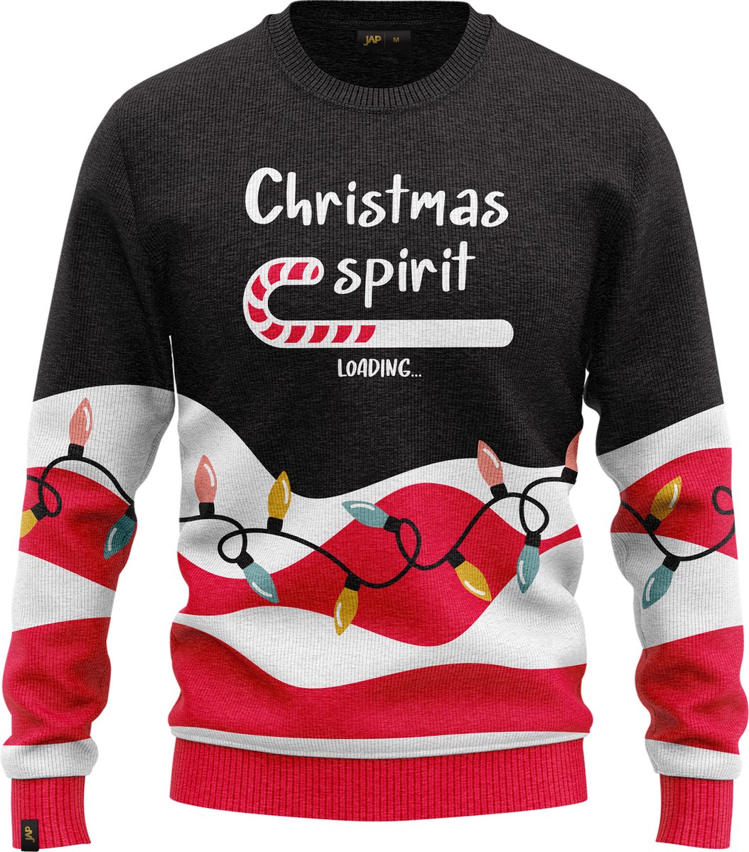JAP Christmas Kersttrui voor kinderen (maat 134/140) - 100% Gerecycled - Kriebelt niet - Kerstcadeau - Foute Kersttrui jongens en meisjes (9/10 jaar) - Christmas spirit - Zwart
