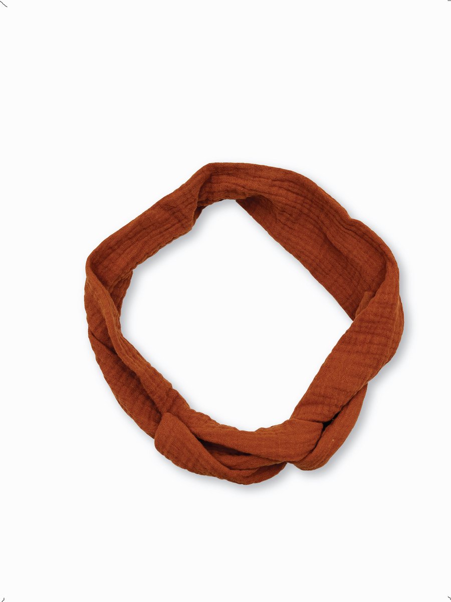 Duurzaam cadeau - Flexibele haarband - Ijzerdraad -Bordeaux rood - 90 cm - Dames haarbanden - Knoop cross knitted – Haaraccessoires