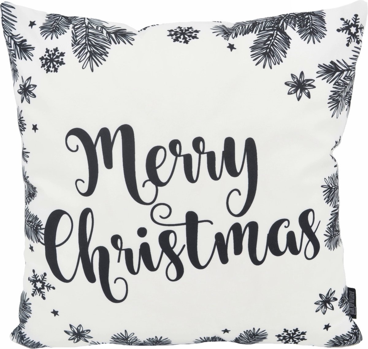 Gek op Kussens! Kerst 'Zwart/Wit Merry Christmas' Kussenhoes | Katoen/Polyester | 45 x 45 cm zwartwit