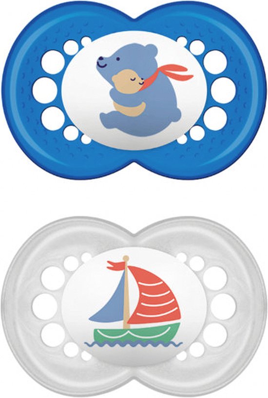 NUK 10175285 Star Baby Dummy 0-6 maanden BPA-vrije siliconen speentjes blauw 2 stuks