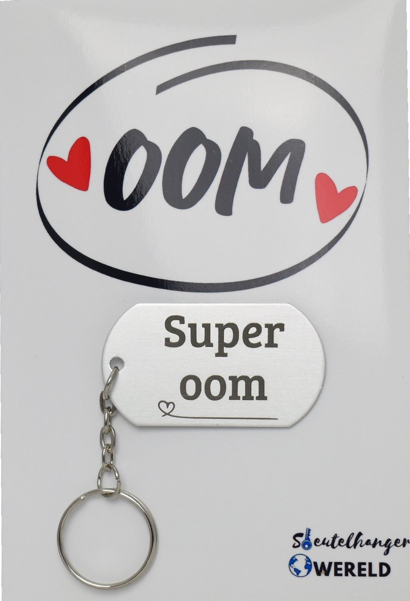 Super oom Sleutelhanger inclusief kaart - oom cadeau - cadeaupakket - verjaardag - Leuk kado voor je oom om te geven - 2.9 x 5.4CM