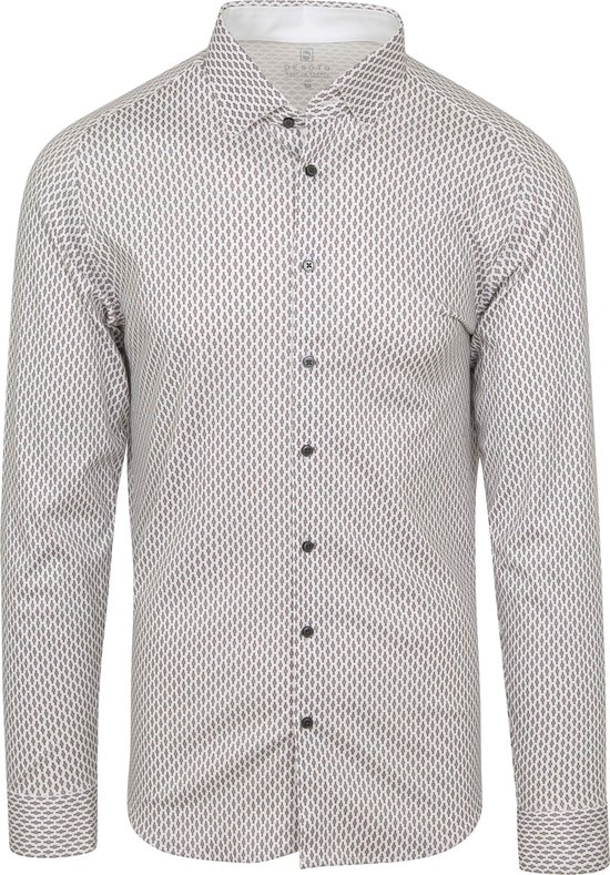 Desoto - Overhemd Strijkvrij Full Print Wit - Heren - Maat XXL - Slim-fit