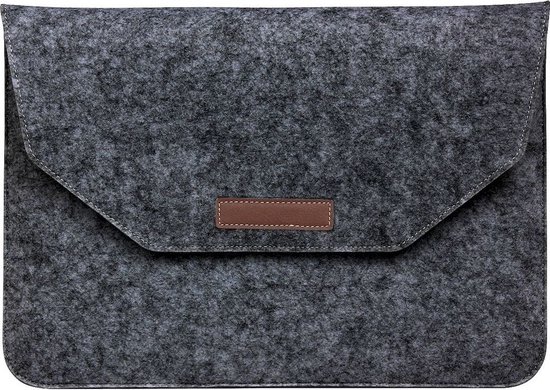 Vilt Laptop Sleeve 11 tot 12,6 inch - Zwart - Dames/Heren - Laptophoes met Opbergvakken - Luxe Laptopsleeve - Tas