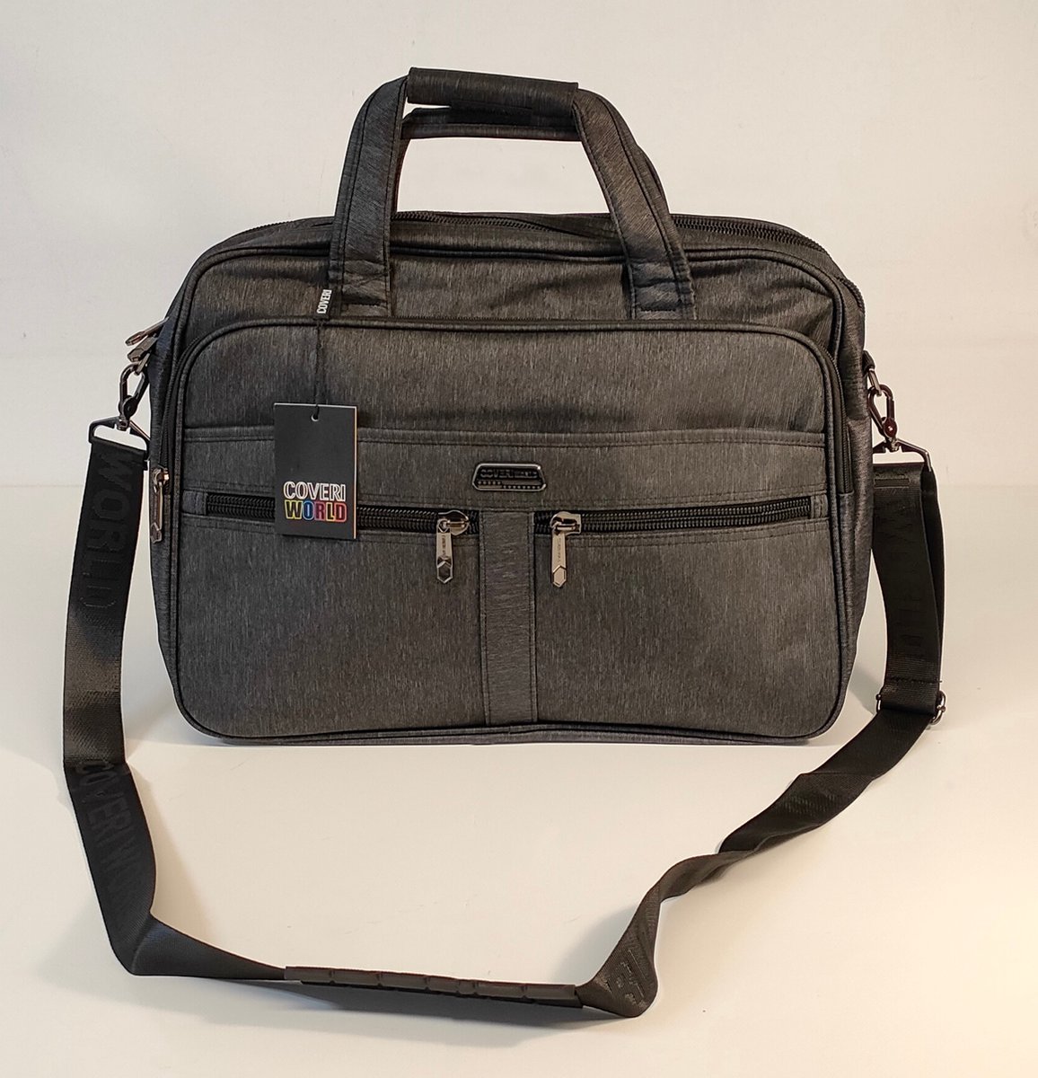COVERI World documententas/ laptoptas 17.3 inch - polyester - donker grijs grijs