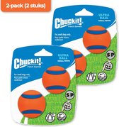 Chuckit! Ultra Ball S – Honden speelgoed – Apporteerspeelgoed – Drijft – Stuitert – Veilig voor gebit – Honden bal – Ideaal met de ballenwerper – Ø 5cm – Oranje/Blauw – 2-Pack