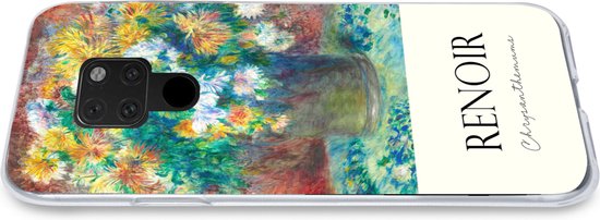 Telefoonhoesje Geschikt voor Huawei P40 Lite hoesje - Renoir - Chrysanthemums - Schilderij - Siliconen Telefoonhoesje Telefoonhoesje