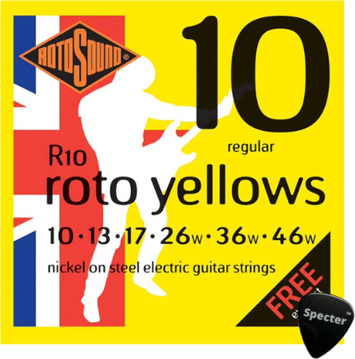 Rotosound Snarenset Elektrische Gitaar Met Specter Plectrum - 010 - 046 Set - Gitaar Snaren
