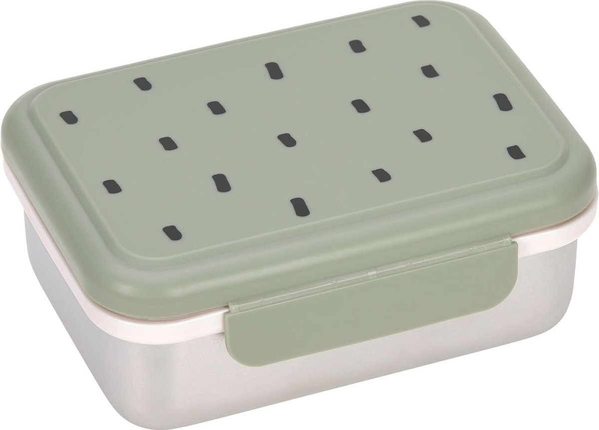 Lässig Lunchbox Stainless Steel Happy Prints - light olive