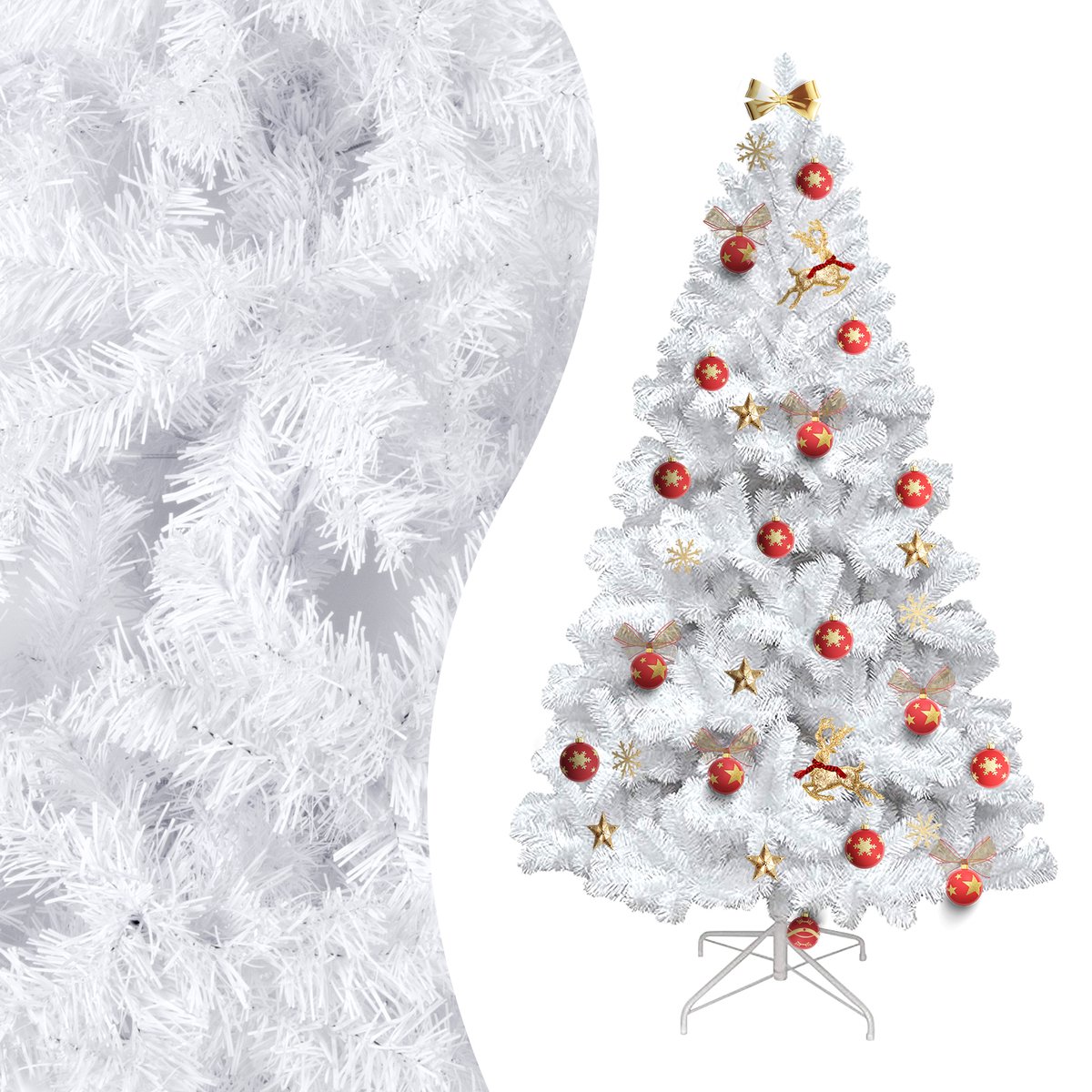 Uten - kunstkerstbomen - 210cm - Zonder led-verlichting - 1000Takken - Luxe uitvoering - wit（pvc-materiaal）