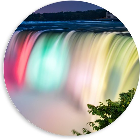 WallClassics - PVC Schuimplaat Muurcirkel - Niagara Falls Watervallen in de VS - 80x80 cm Foto op Muurcirkel (met ophangsysteem)