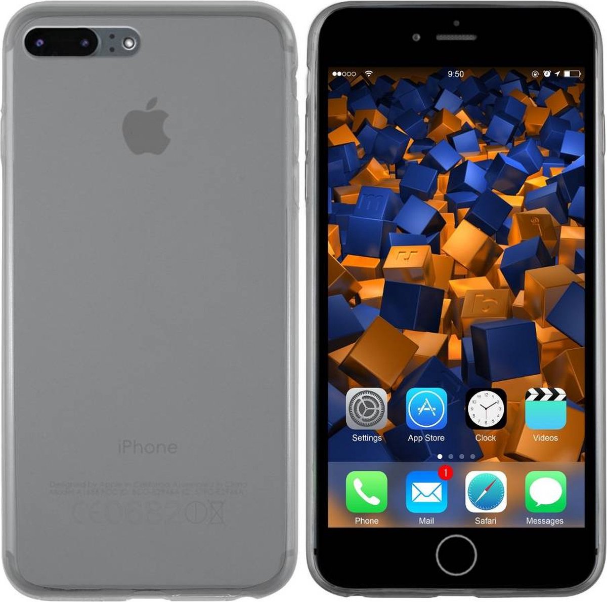 Colorfone iPhone 8 Plus en 7 Plus Hoesje Siliconen Transparant Zwart - CoolSkin3T
