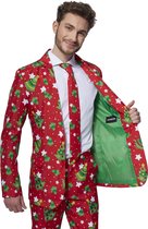 Suitmeister Christmas Trees Stars Red - Heren Pak - Kerst Outfit - Rood - Maat S