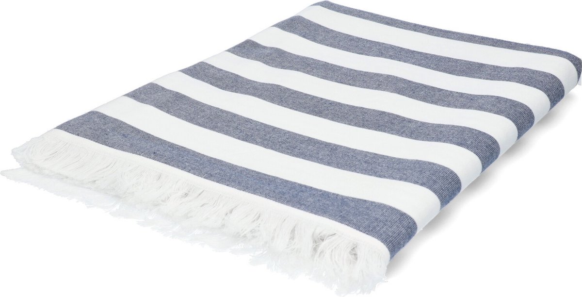Lasa Home - Strandhanddoek Blauw 100X180 cm pareo - hamamdoek - strandlaken