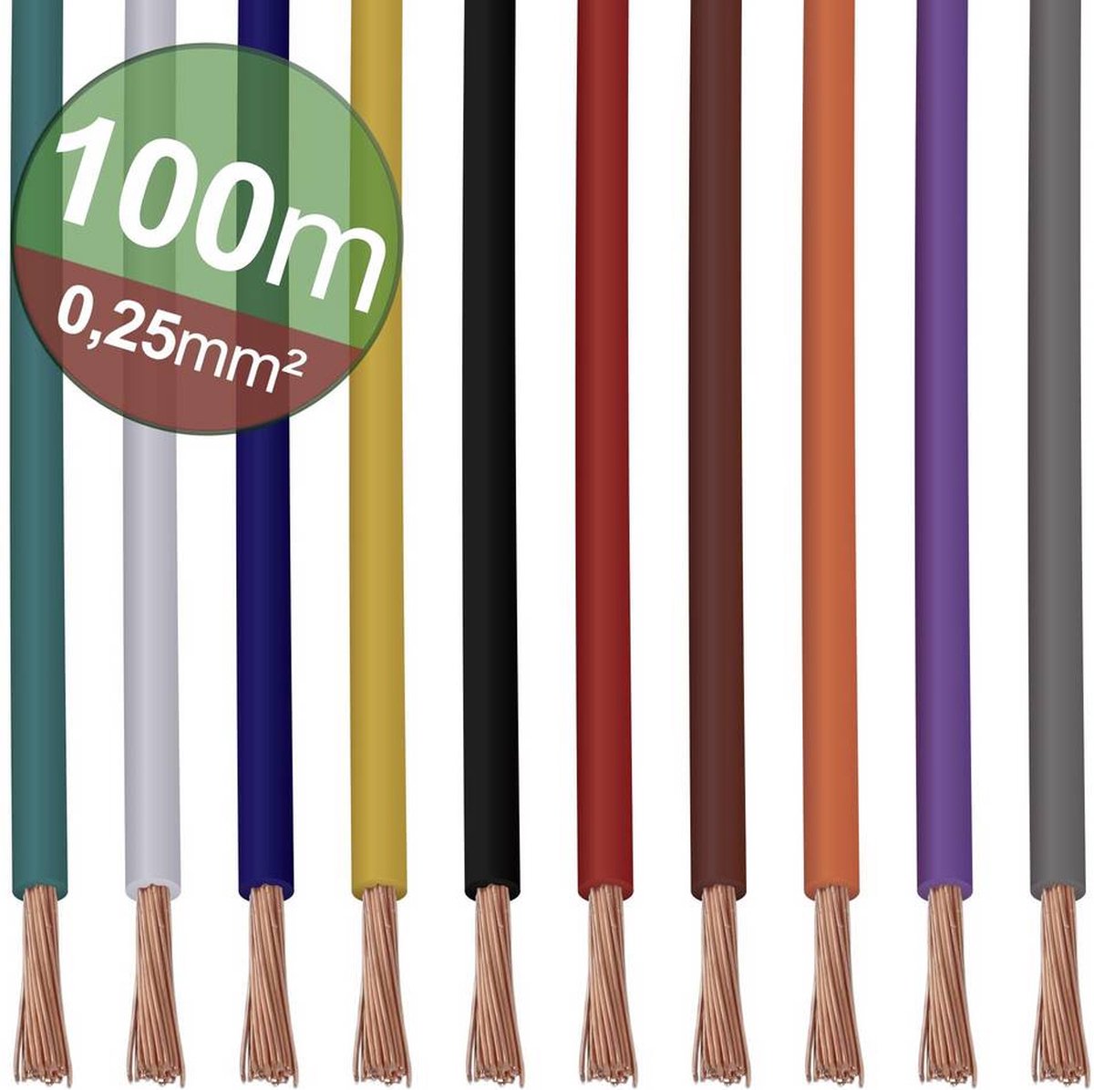 Quadrios 22CW002 Assortiment draden 1 x 0.25 mm² Wit, Blauw, Bruin, Oranje, Groen, Geel, Grijs, Violet, Zwart, Rood 1 s