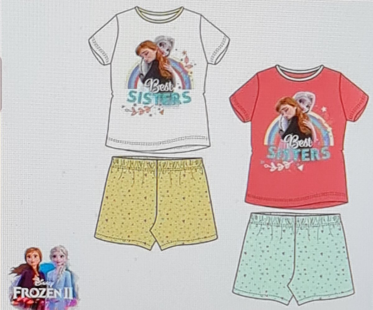 Disney Frozen Frozen Shortama Wit/geel Best Sisters