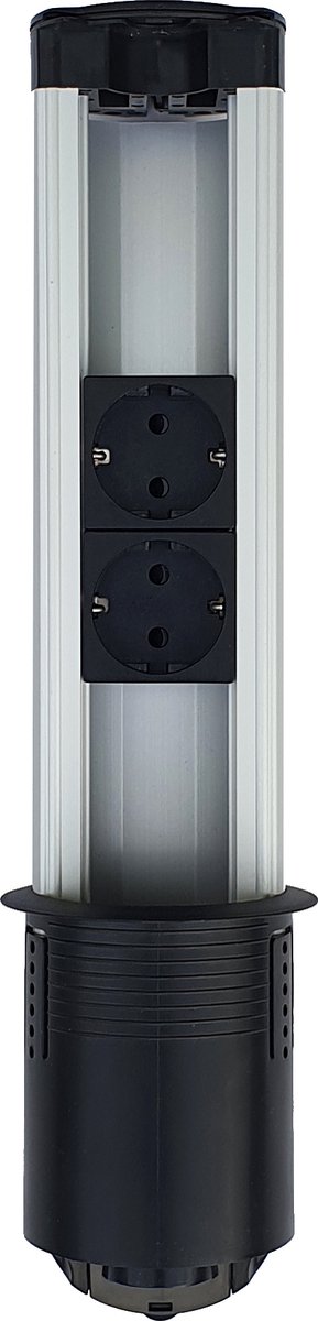 Alfaco GT-301 Kabelmanagement voor Bureau - In Hoogte Verstelbaar - Met 2x2 Stopcontacten