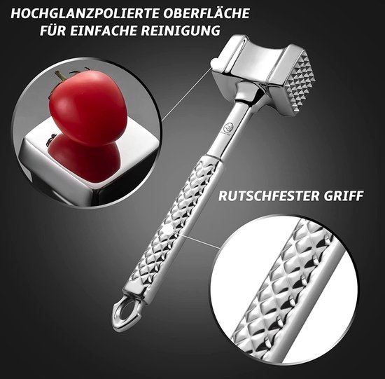 Kit Hachoir à Viande Manuel + Attendrisseur à Aiguilles - 5 Lames, 16 Aiguilles Inox - Pour Viandes Et Légumes - 12