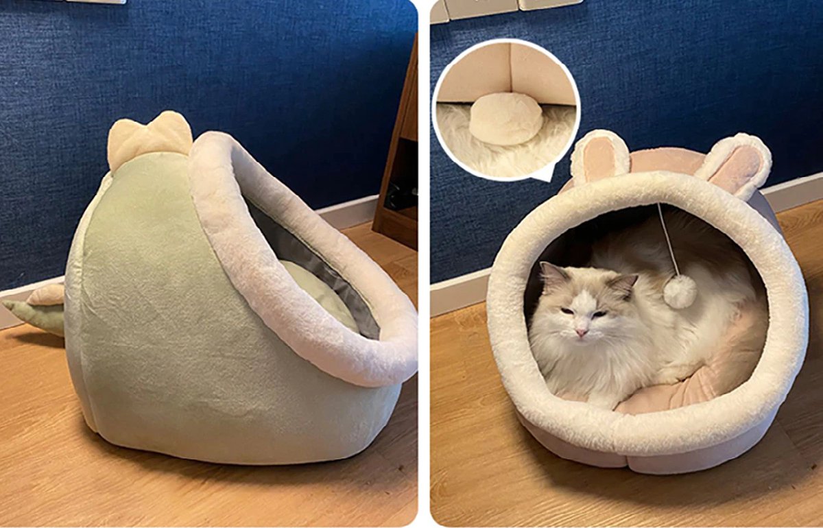 Kattenmand, kattenmand met kap, pluche schelpvormig kattennest - Warm