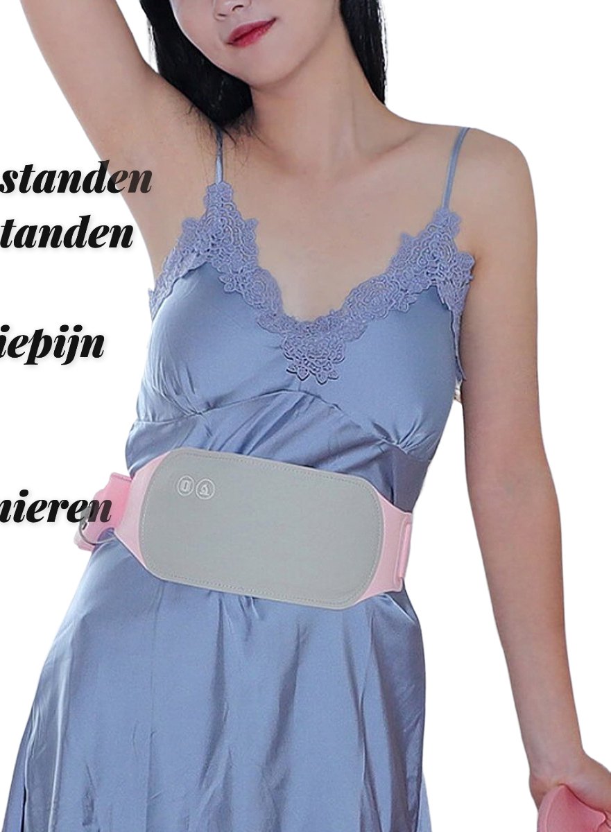 Goedkoopste Q-time USB Warmtegordel - Massage Riem 3 standen - Rugpijn, Menstruatie Pijn, Pijnbestrijding Maag en Nieren - Taille Steun - WarmteMassage - USB Rose-Grijs pijnverlichting - warmte en massage gordel - buikriem warmte apparaat