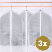 Alora Kledinghoes 60x120cm per 3 - kledingzak met rits - opbergzak voor trouwjurk - beschermhoes voor kleding - transparant - opbergtas