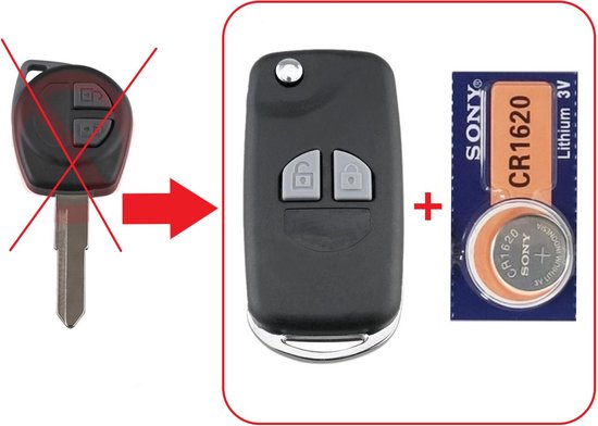 Clé de voiture 2 boutons flip key conversion kit avec batterie