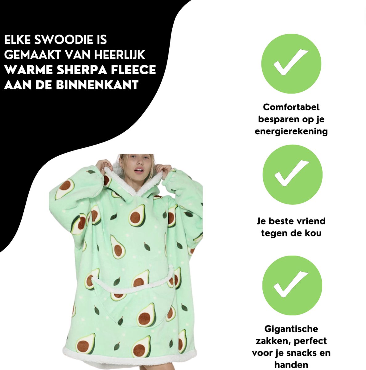 JUNIOR Oversized Hoodie voor kinderen - 50x70 cm - Hoodie & deken in één - met