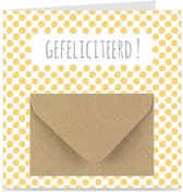 Kaart met cadeau envelopje / Verjaardagskaart / Wenskaart | GEFELICITEERD | voor geld of cadeaukaart | geel