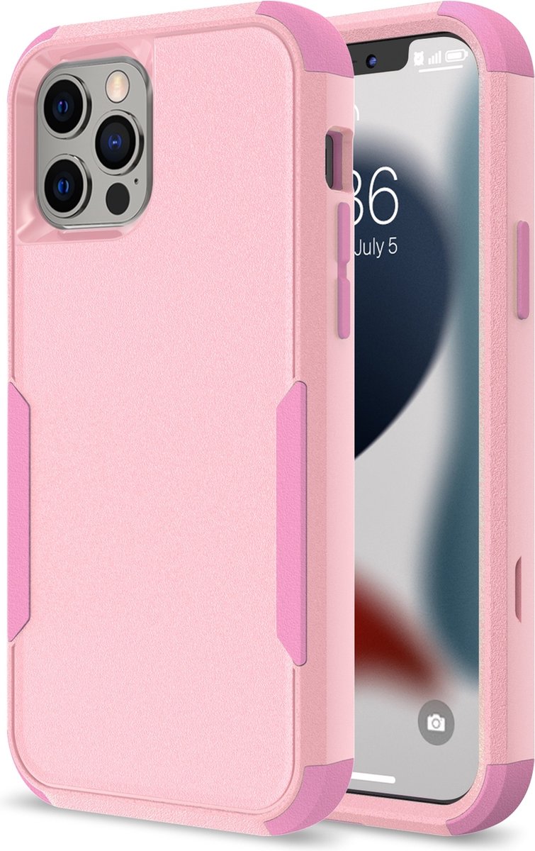 Mobigear Hoesje geschikt voor Apple iPhone 14 Telefoonhoesje Hardcase | Mobigear Ultra Tough Backcover Shockproof | Schokbestendig iPhone 14 Telefoonhoesje | Anti Shock Proof - Roze